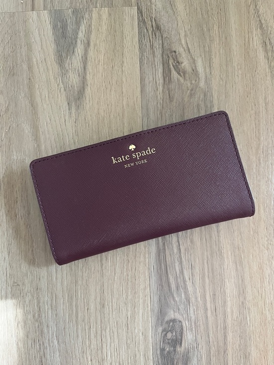kate spade Handbags - kate spade Burgundy Saffiano Wallet with Gold Logo